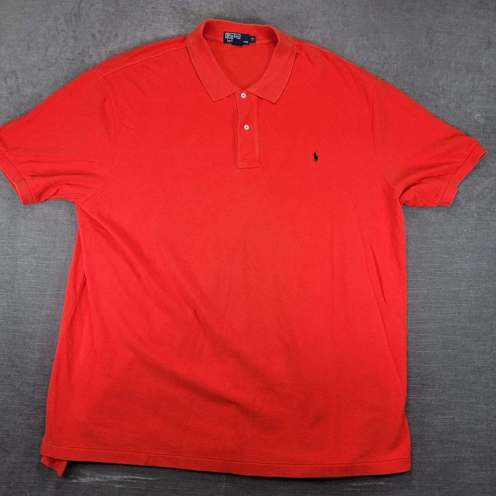 Polo Ralph Lauren Y2K Polo Shirt Mens 3XL Big Orange Short Sleeve Pique